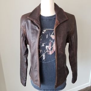 Classic Dark Brown Leather Jacket from the 80s